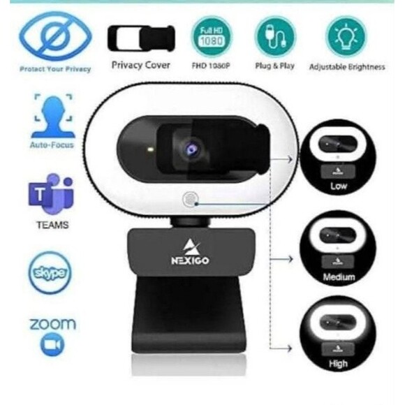 NEW! NexiGo Streamcam N930E w/ Software and Ring Light - Picture 2 of 10